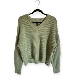 FOREVER 21 L Green Marled V-Neck Sweater